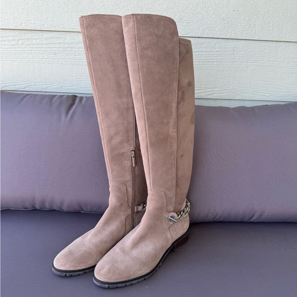Karl Lagerfeld beige suede knee high boots - Picture 1 of 6